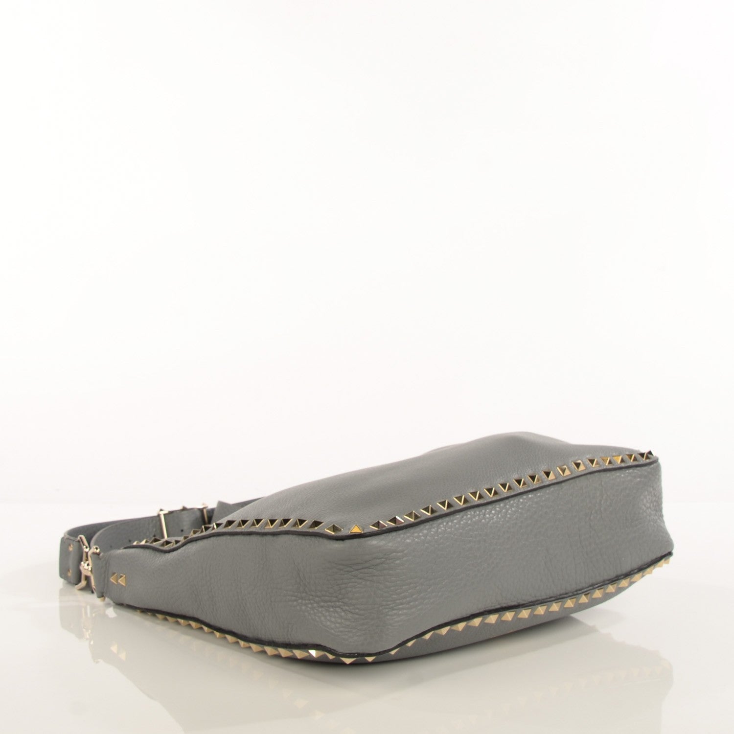 Valentino Garavani Pebbled Calfskin Large Rockstud Flip-Lock Messenger Bag Grigio Perla 4 of 9