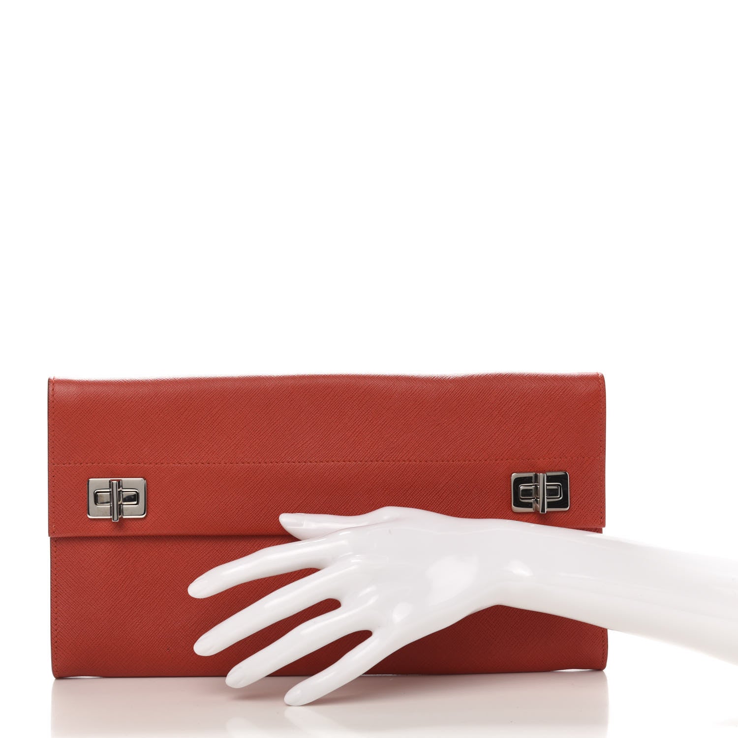 Prada Saffiano Flap Clutch Lacca 2 of 10