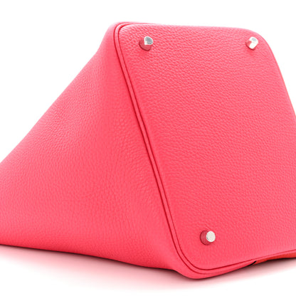 Hermes Taurillon Clemence Casaque Picotin Lock 22 MM Rouge de Coeur Rose Extreme Bleu Zanzibar 9 of 11