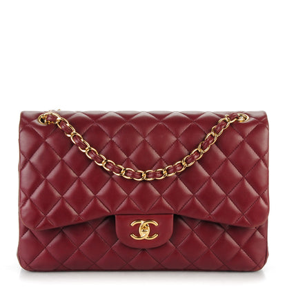 Chanel Lambskin Quilted Jumbo Double Flap Dark Red 1 of 13
