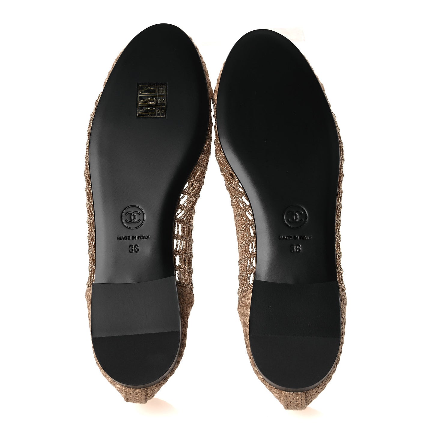 Raffia Cap Toe Ballerina Flats 36 Beige