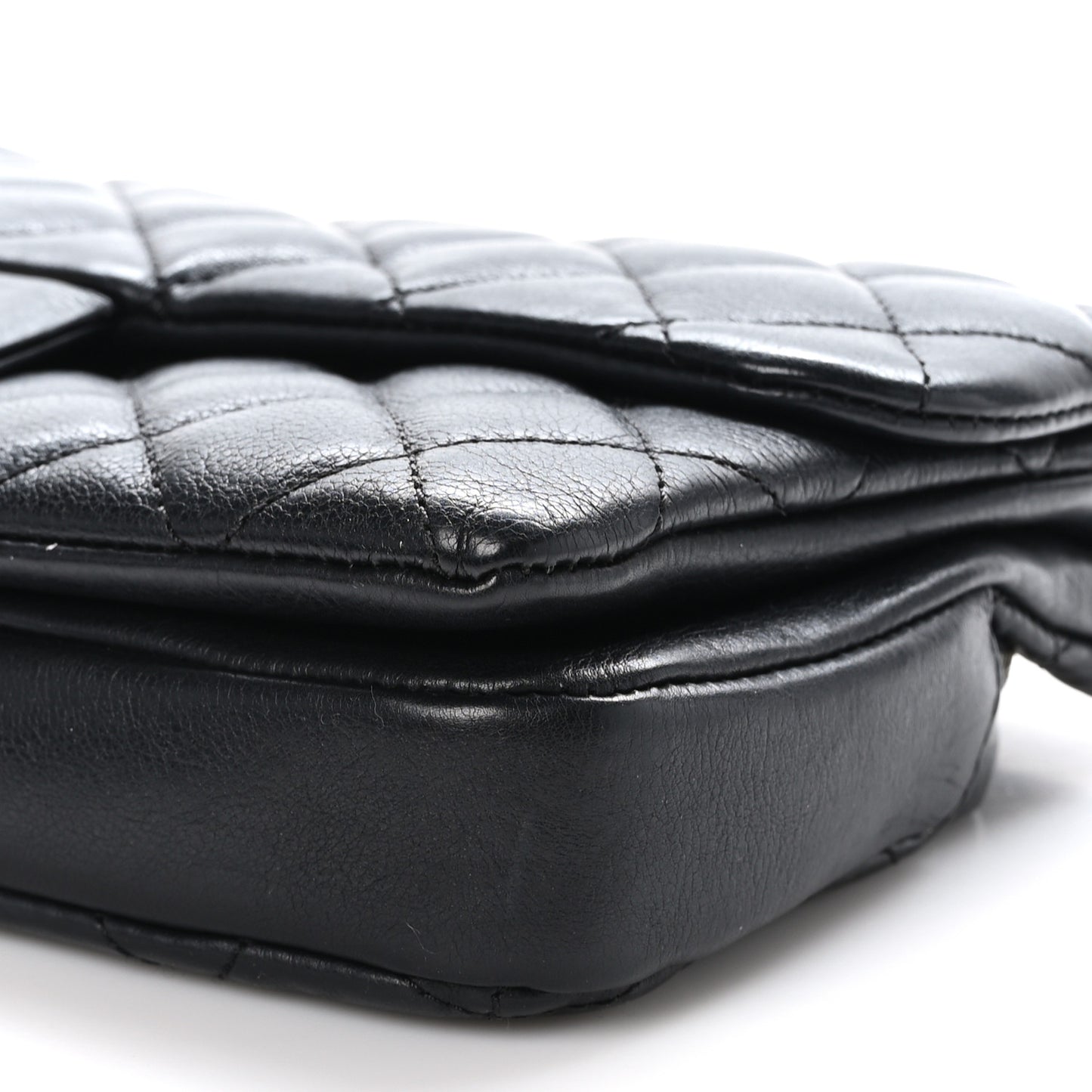 Calfskin Quilted Medium CC Crown Flap Black