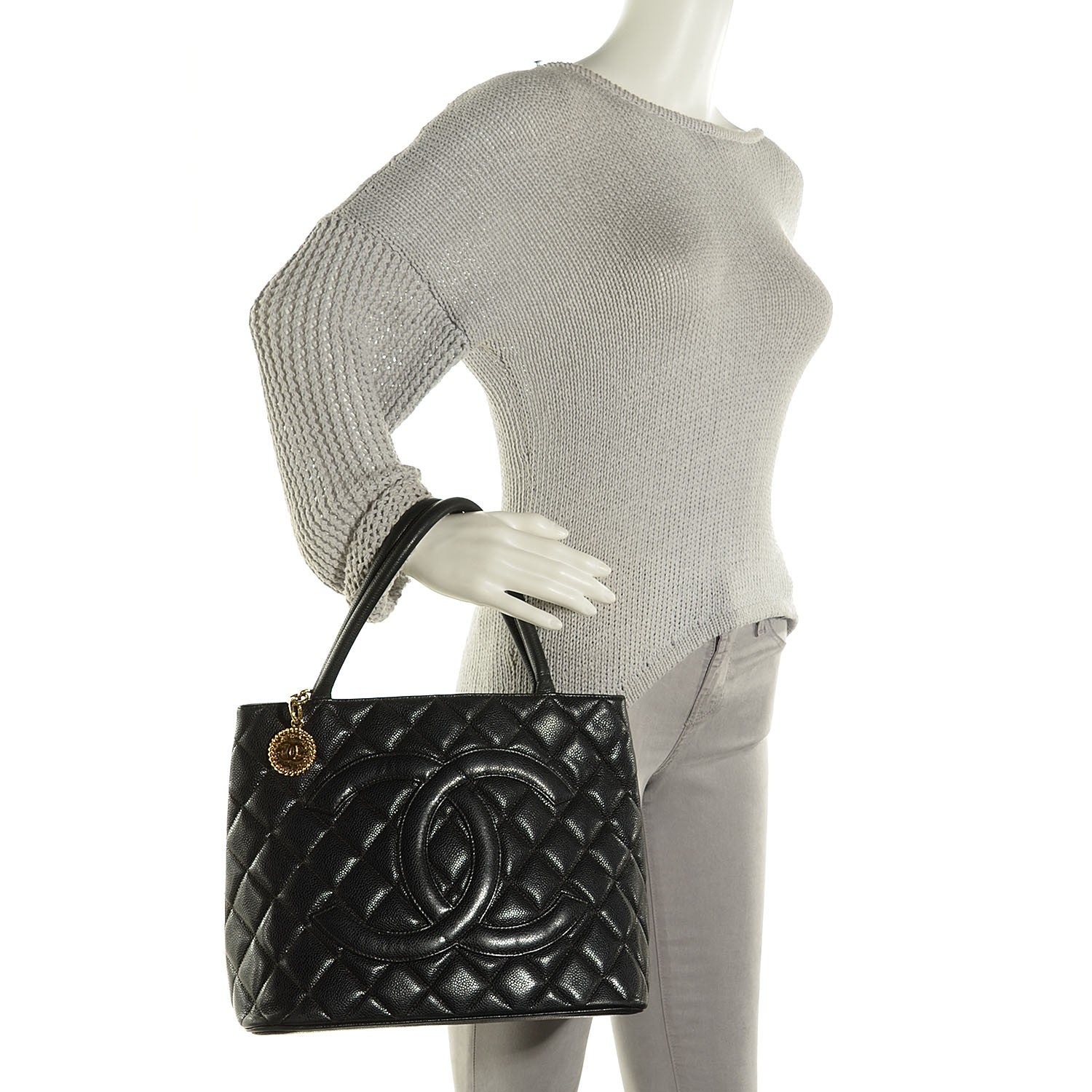 Chanel Caviar Quilted Medallion Tote Black 2 of 7