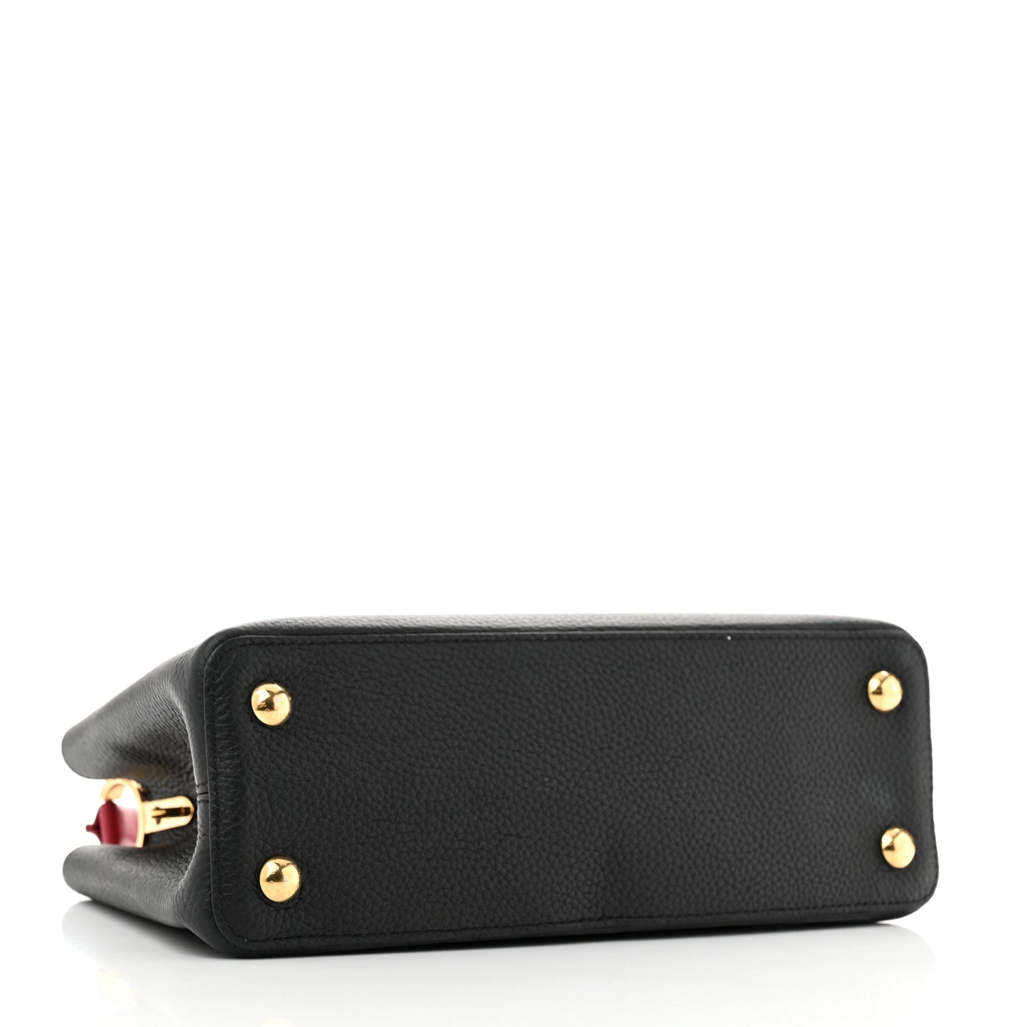 Taurillon Capucines MM Black Arizona Beige Ruby Red