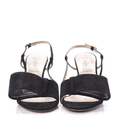 Valentino Garavani Suede Bowow Slingback Pumps 38 Black 2 of 11