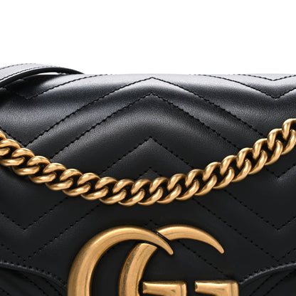Gucci Calfskin Matelasse Medium GG Marmont Shoulder Bag Black 8 of 10
