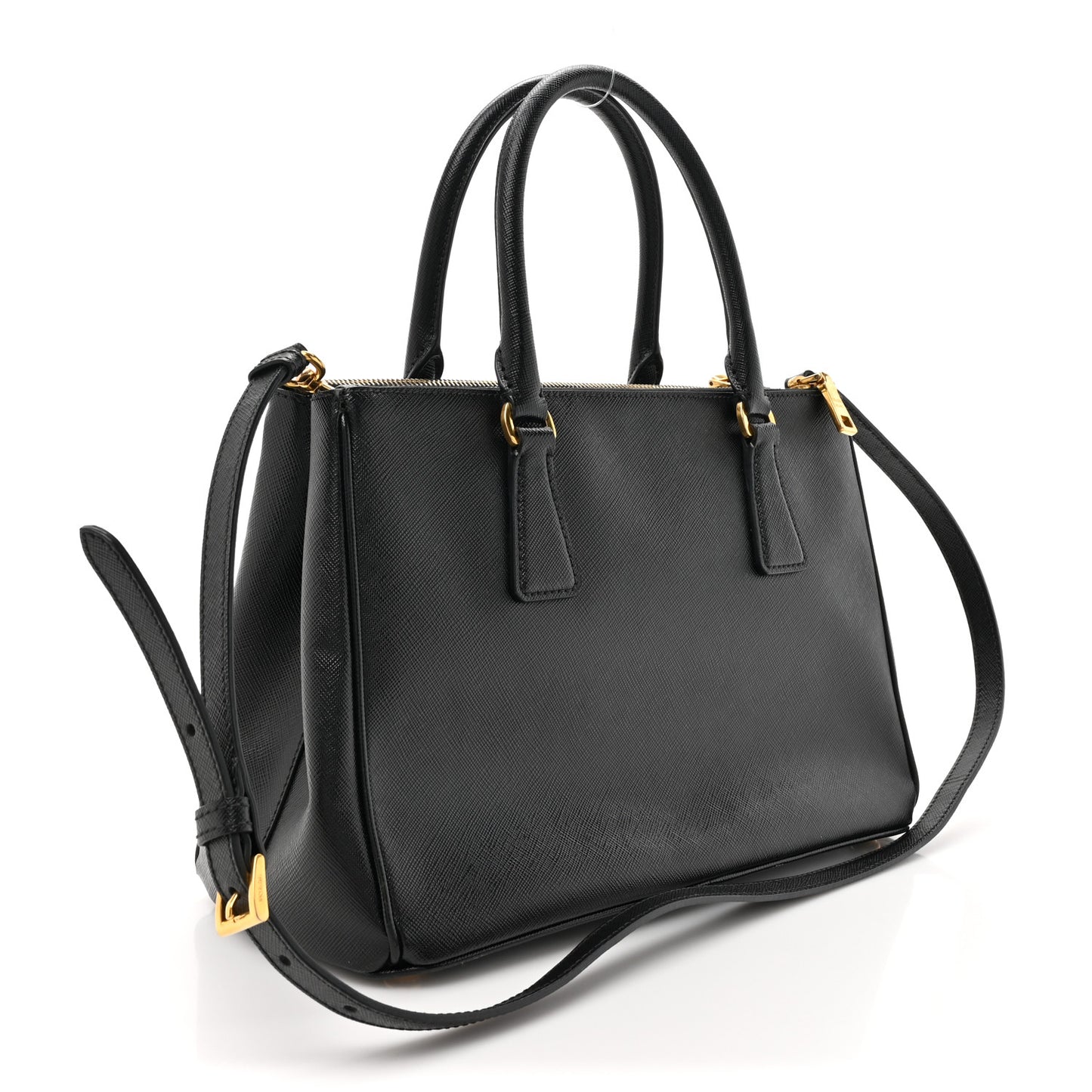 Saffiano Small Galleria Double Zip Tote Black