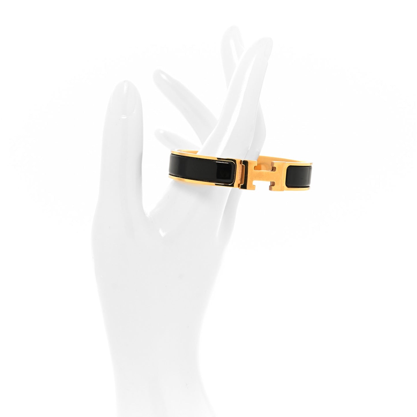 Enamel Narrow Clic Clac H Bracelet PM Black