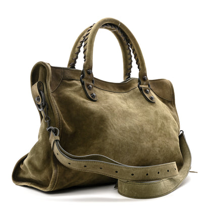 Balenciaga Waxed Suede Calfskin Classic Hardware Medium Le City Khaki 3 of 13