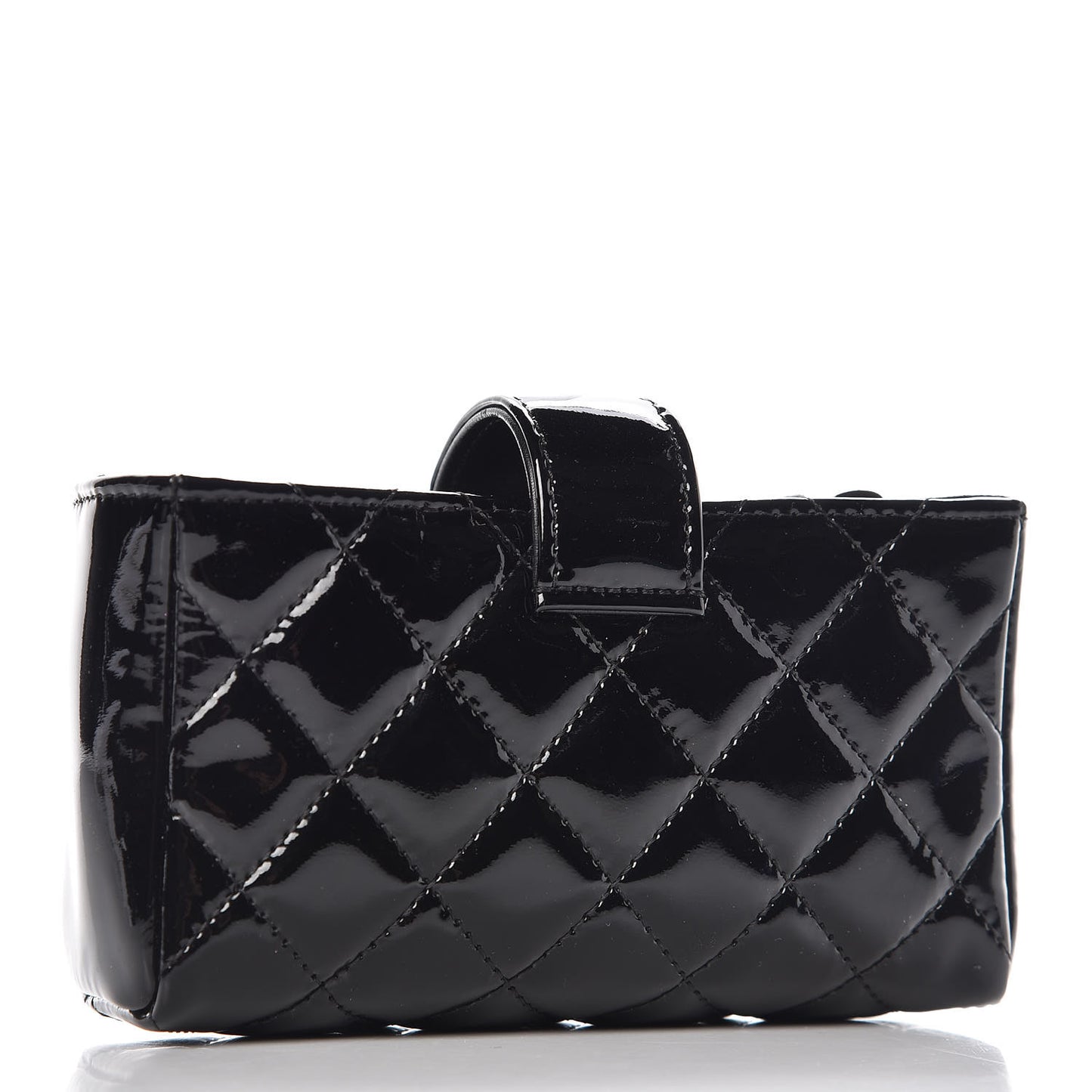 Patent Quilted Mini Phone Holder Clutch Black