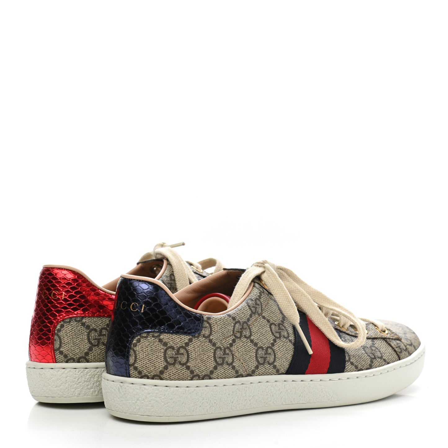 GG Supreme Monogram Womens Ace Low-Top Sneaker 36 Beige