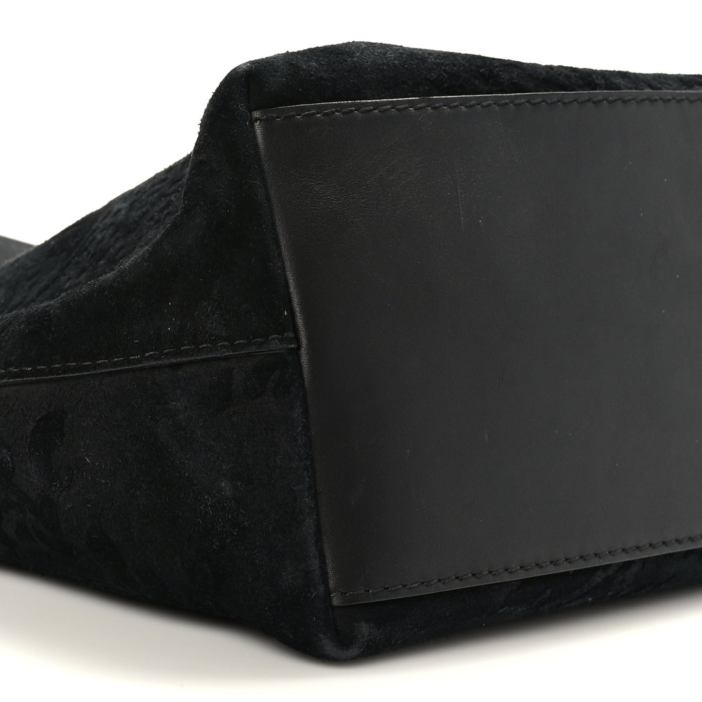 Nubuck Brocade Medium Soft Stirrup Tote Black