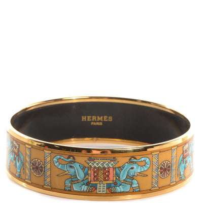 Hermes Enamel Printed Elephant Torana Wide Bracelet 70 1 of 5