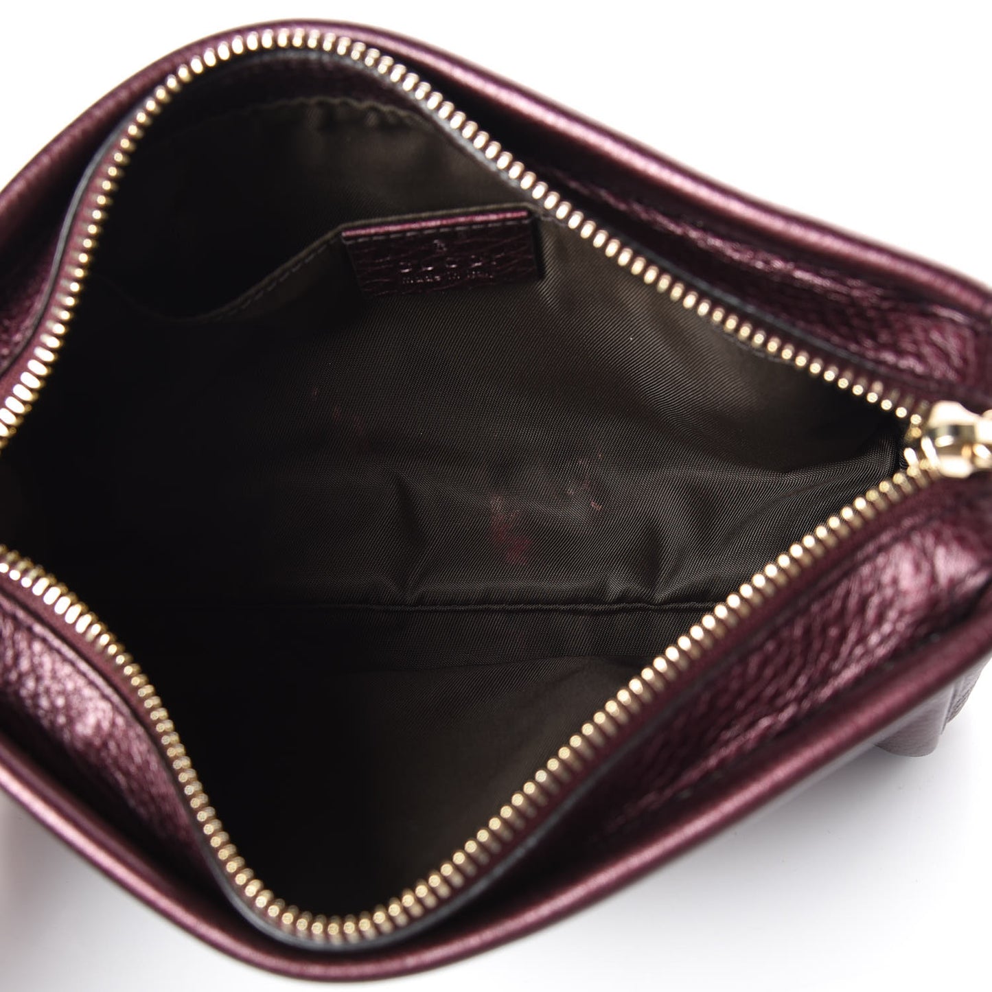 Metallic Pebbled Calfskin Soho Cosmetic Case Burgundy