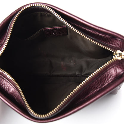 Gucci Metallic Pebbled Calfskin Soho Cosmetic Case Burgundy 5 of 10