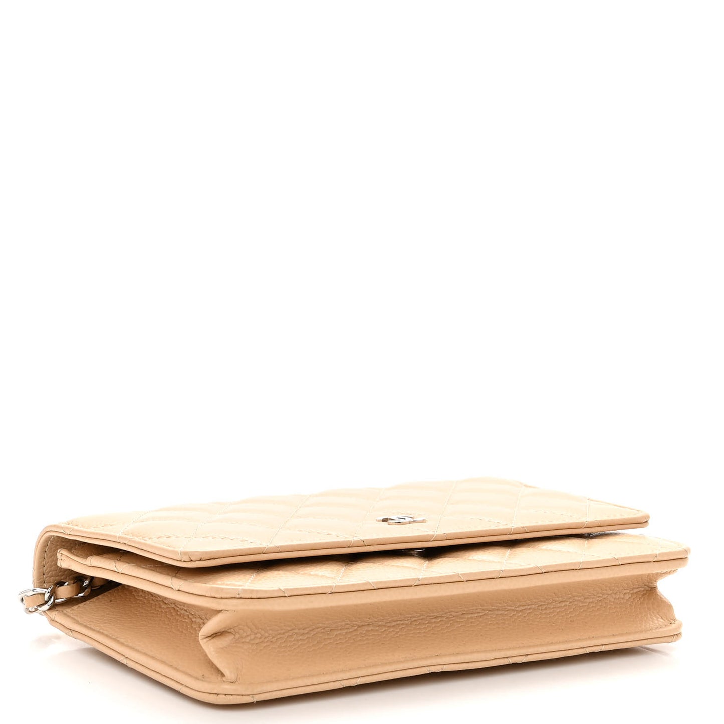 Caviar Quilted Wallet On Chain WOC Beige