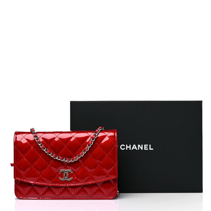 Chanel Patent Quilted Brilliant Wallet On Chain WOC Red 18 of 18