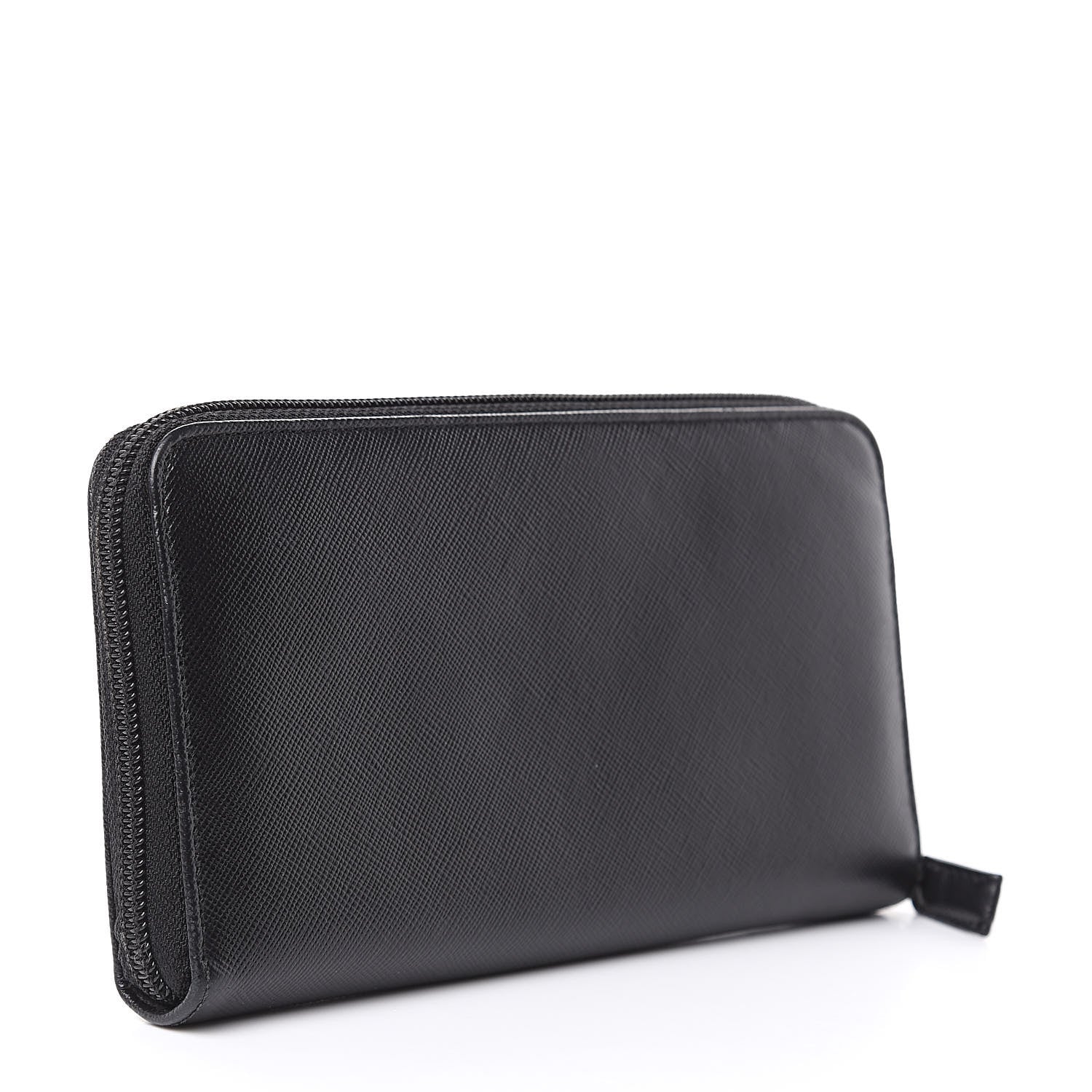 Prada Saffiano Metal Zip Around Wallet Black 3 of 10