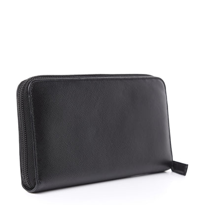 Prada Saffiano Metal Zip Around Wallet Black 3 of 10