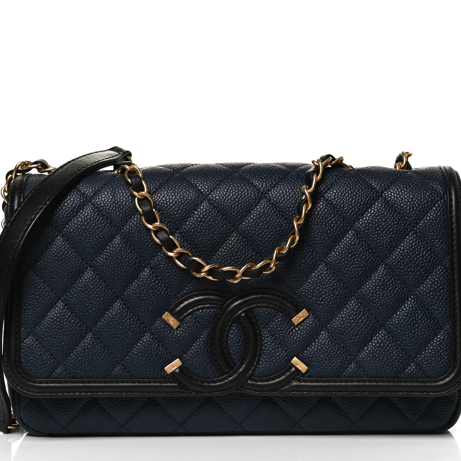 Chanel Caviar Quilted Medium CC Filigree Flap Navy Black 8 of 10