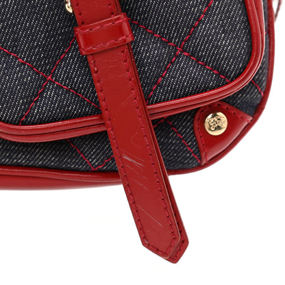 Burberry Shiny Calfskin Denim Quilted Shoulder Bag Blue Red 12 of 12