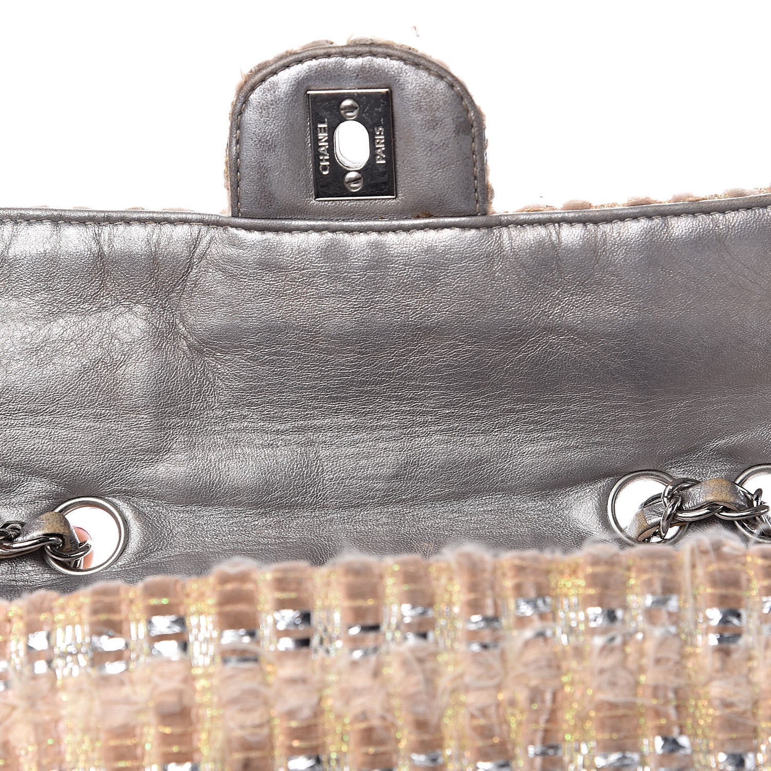 Chanel Tweed Quilted Single Flap Beige 13 of 18