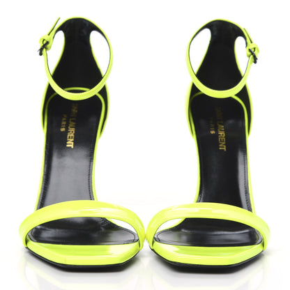 Saint Laurent Patent Calfskin Amber 105 Ankle Strap Sandals 38.5 Yellow Fluo 2 of 9