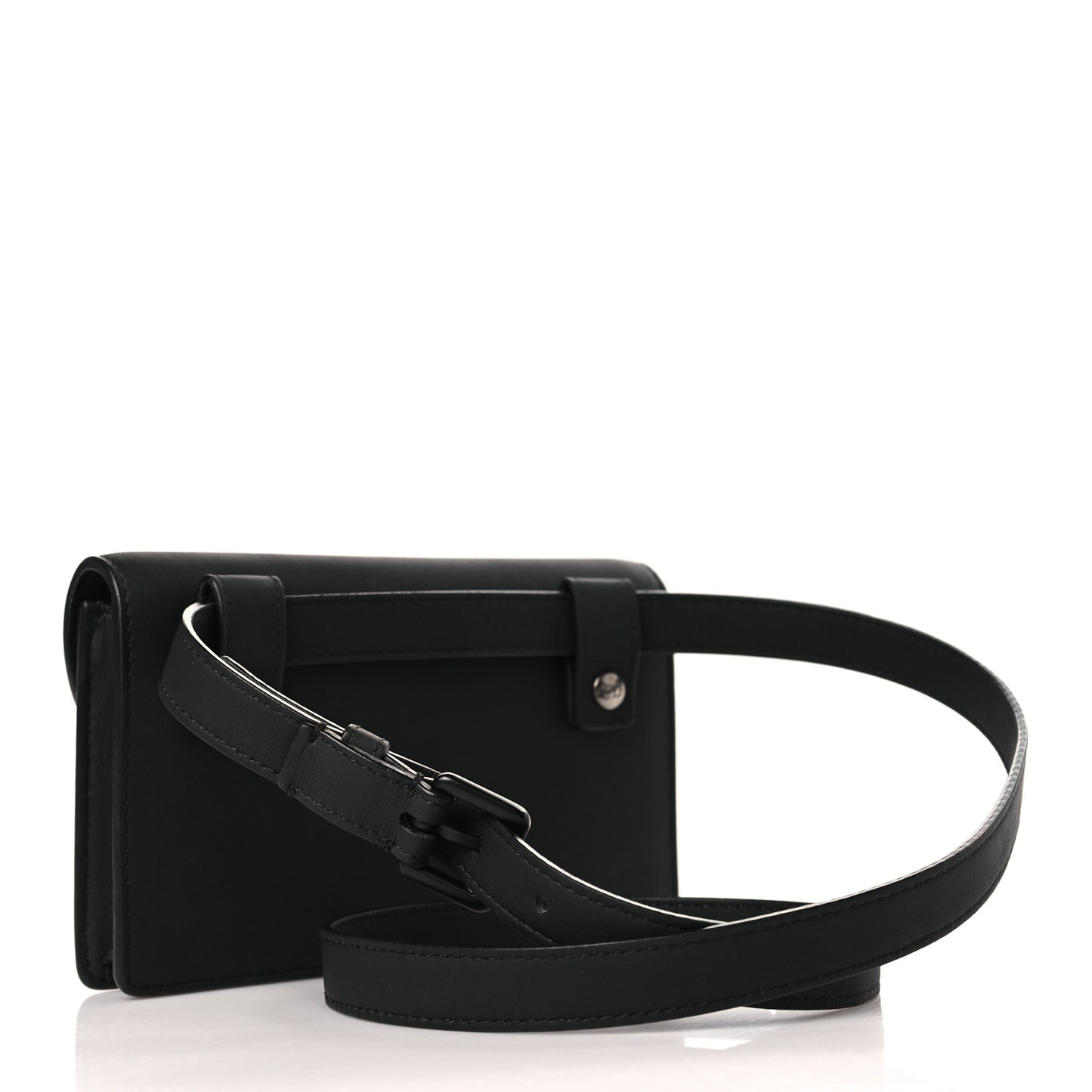 Ultra Matte Calfskin Saddle Belt Clutch Black
