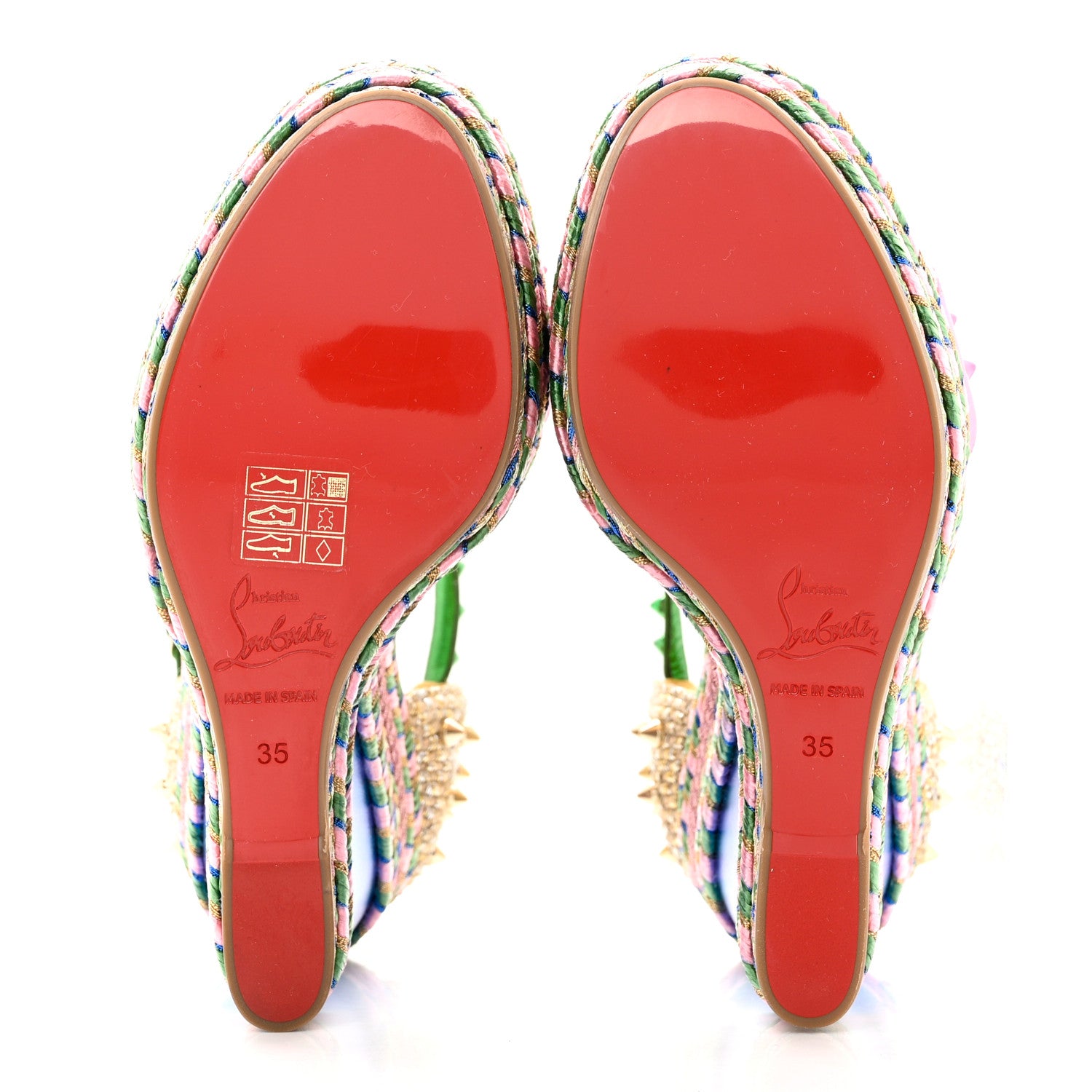 Christian Louboutin Nappa Pepite Liege Lame Madmonica 120 Wedge Sandals 35 Full Moon 7 of 9