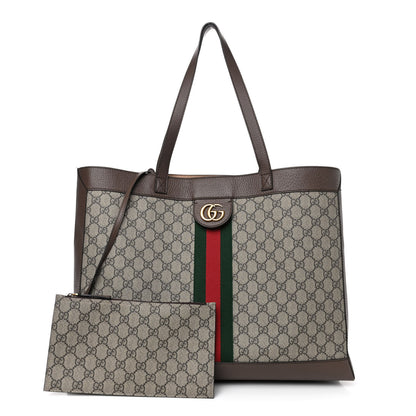 Gucci GG Supreme Monogram Web Ophidia Tote Brown 1 of 4