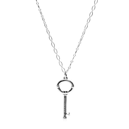 Tiffany Sterling Silver Oval Key Pendant Link Necklace 1 of 5