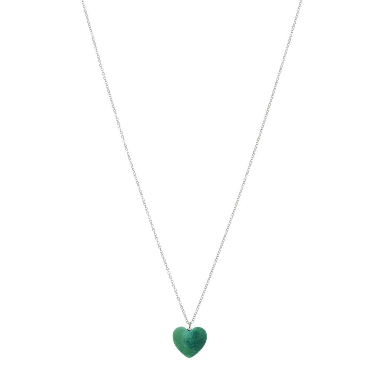 Tiffany Sterling Silver Turquoise Heart Pendant Necklace 1 of 3