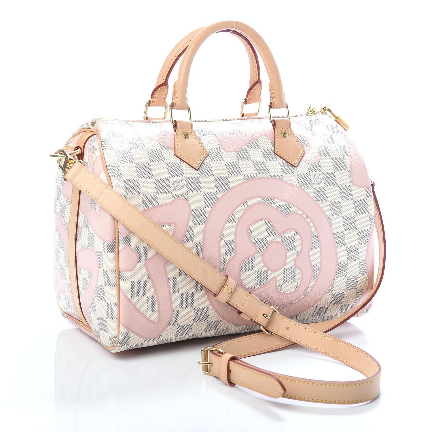 Louis Vuitton Damier Azur Tahitienne Speedy Bandouliere 30 Rose Ballerine 3 of 11