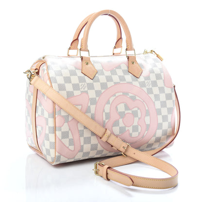Louis Vuitton Damier Azur Tahitienne Speedy Bandouliere 30 Rose Ballerine 3 of 11