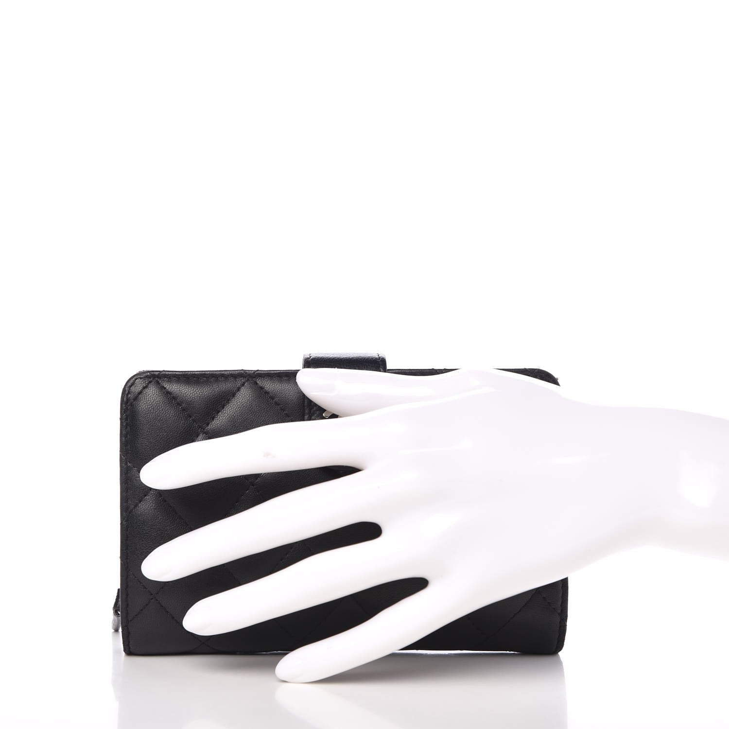 Chanel Lambskin Quilted Zipped Pocket Wallet Black 2 of 8