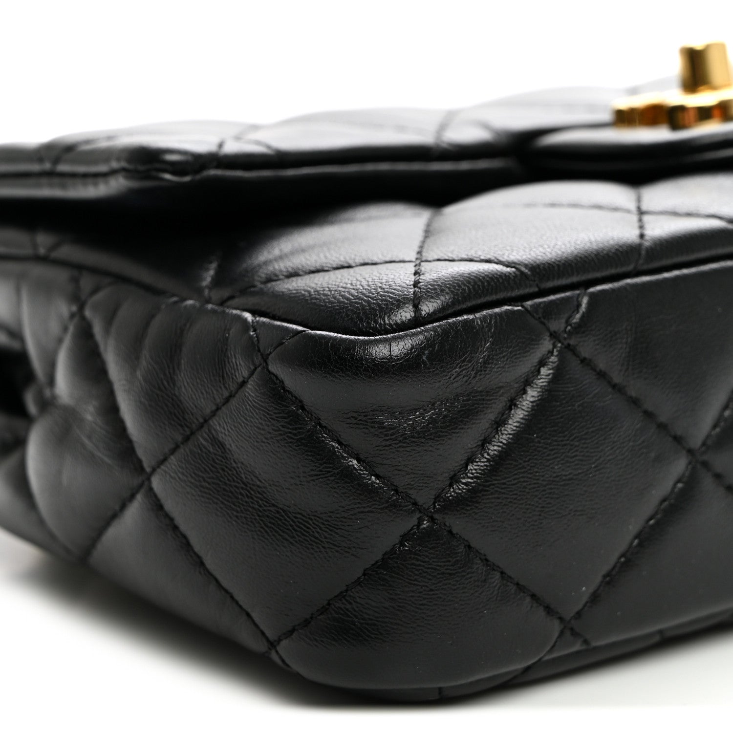 Chanel Shiny Lambskin Quilted Golden Links Top Handle Flap Black 9 of 10