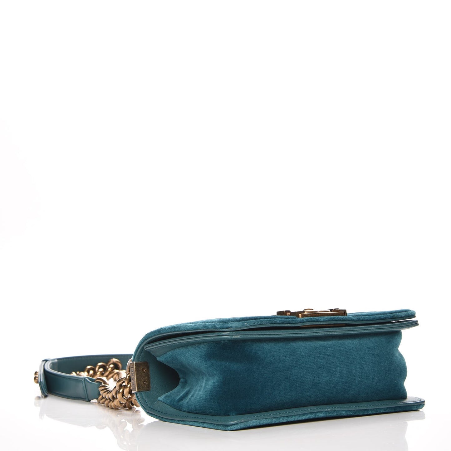 Velvet Chevron Small Boy Flap Peacock Blue