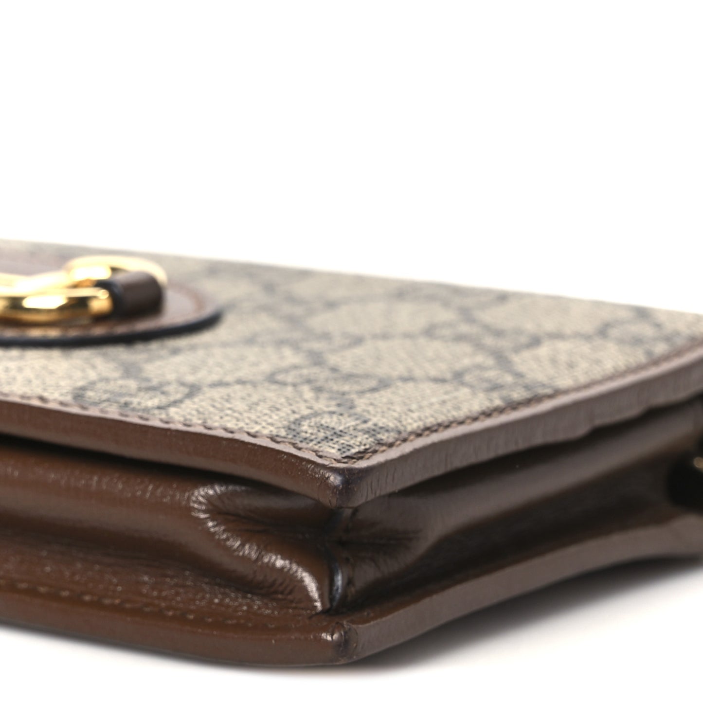 GG Supreme Monogram Azalea Calfskin Horsebit 1955 Wallet On Chain Beige Ebony Brown Sugar
