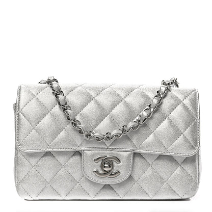 Chanel Metallic Lambskin Quilted Mini Rectangular Flap Silver 1 of 9