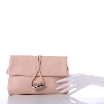 Burberry Grainy Calfskin House Check Horn Toggle Clutch Pink 2 of 9