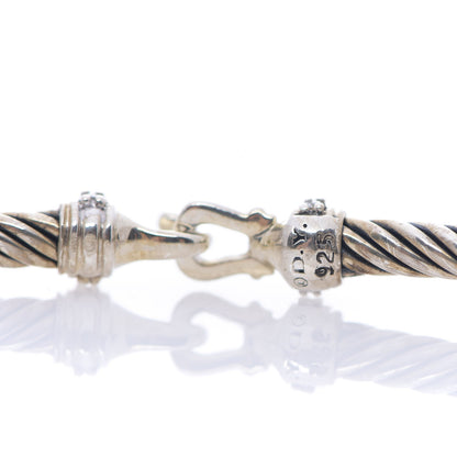 David Yurman Sterling Silver Diamond 3mm Cable Buckle Bracelet 3 of 3