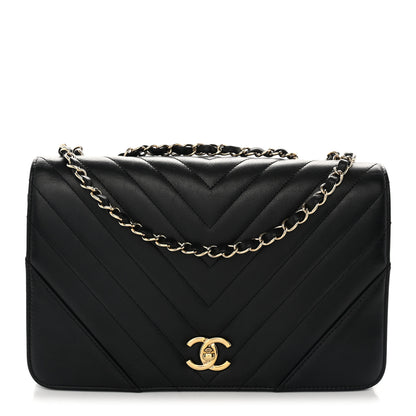Chanel Calfskin Chevron Quilted Large Statement Flap Black 1 of 9