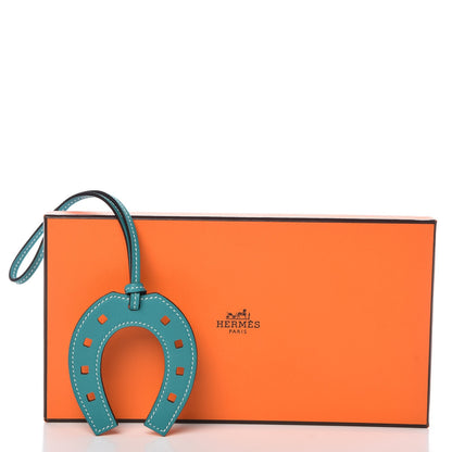 Hermes Swift Paddock Horseshoe Bag Charm Bleu Paon 4 of 4