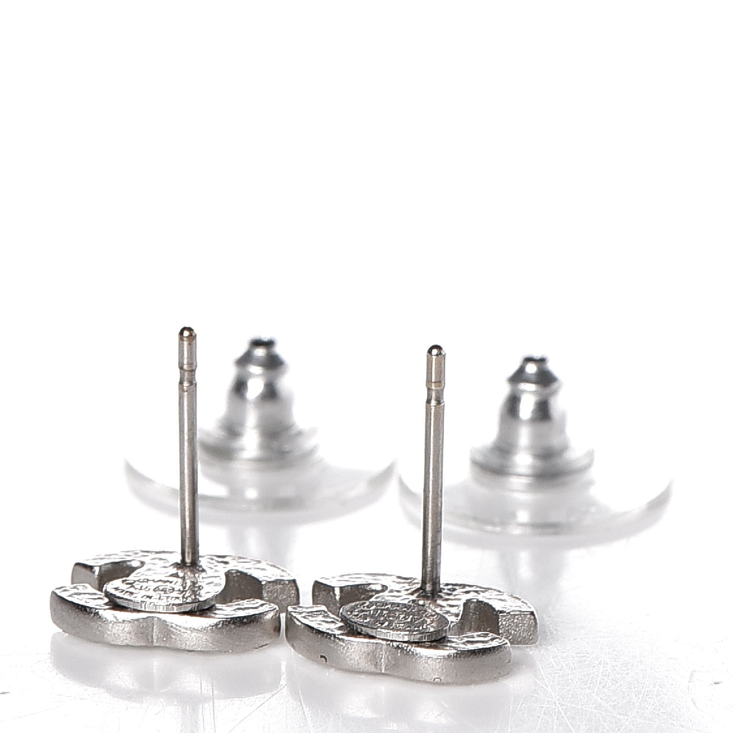 Chanel Crystal Mini Timeless CC Earrings Silver 4 of 4