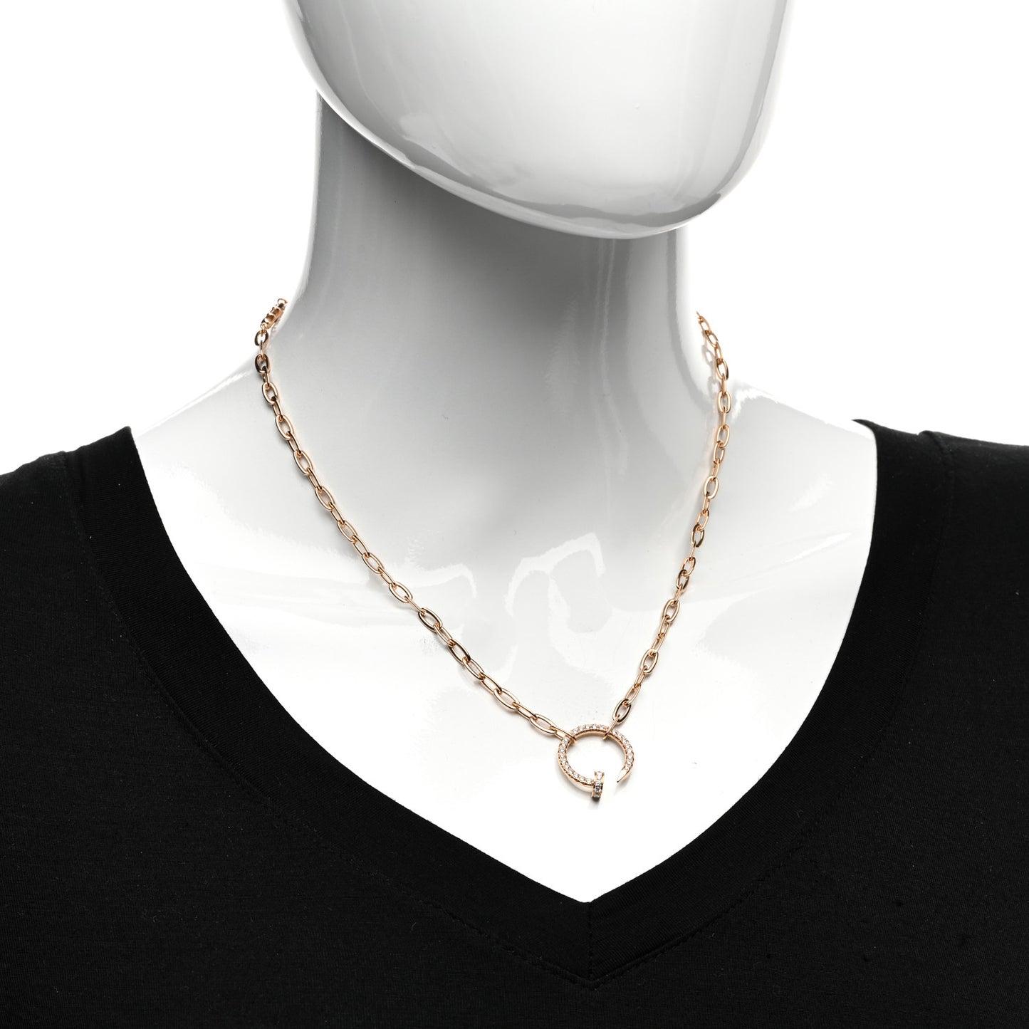 18K Pink Gold Diamond Juste Un Clou Chain Necklace