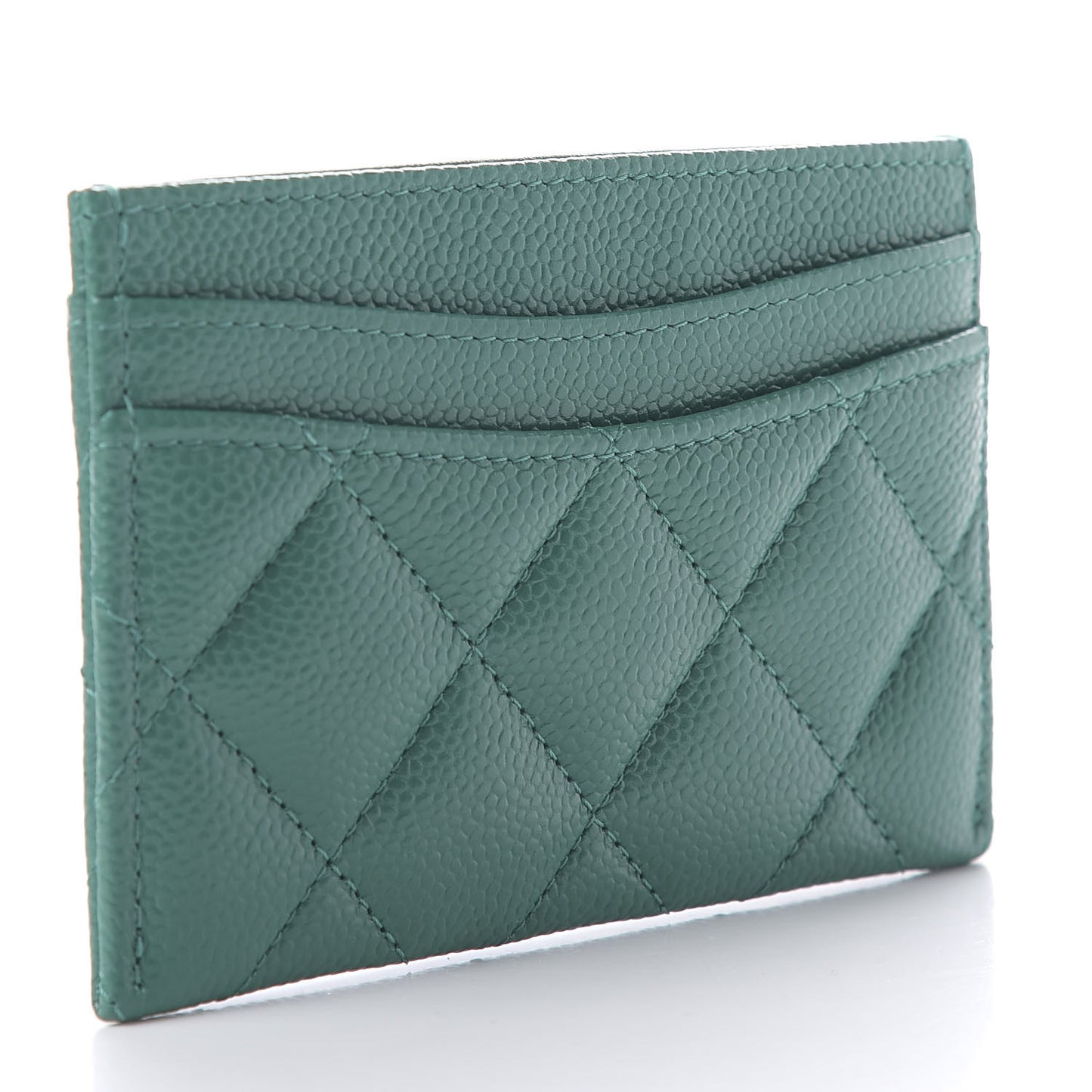 Caviar Quilted Card Holder Green