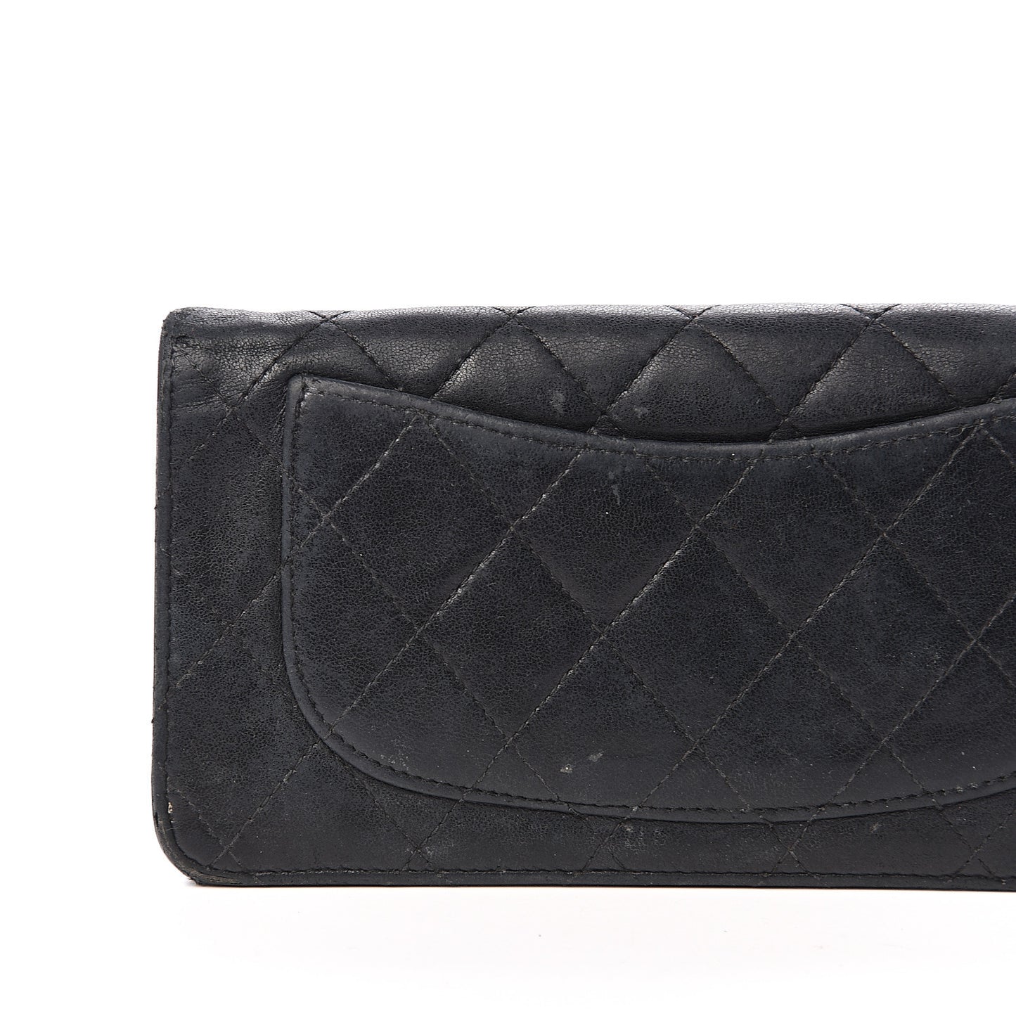 Lambskin Quilted Yen Wallet Black