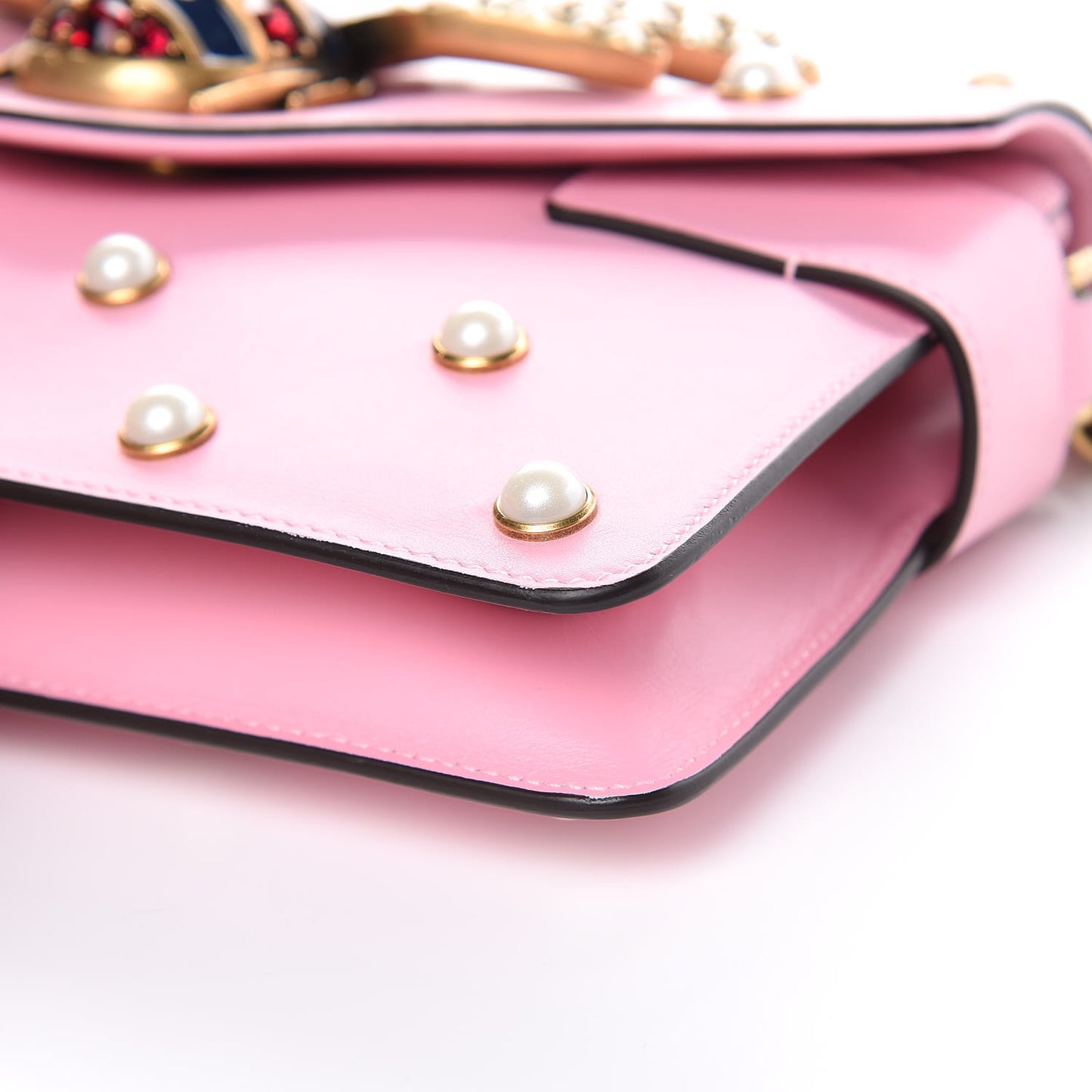 Nappa Pearl Studded Mini Queen Margaret Broadway Shoulder Bag Sugar Pink
