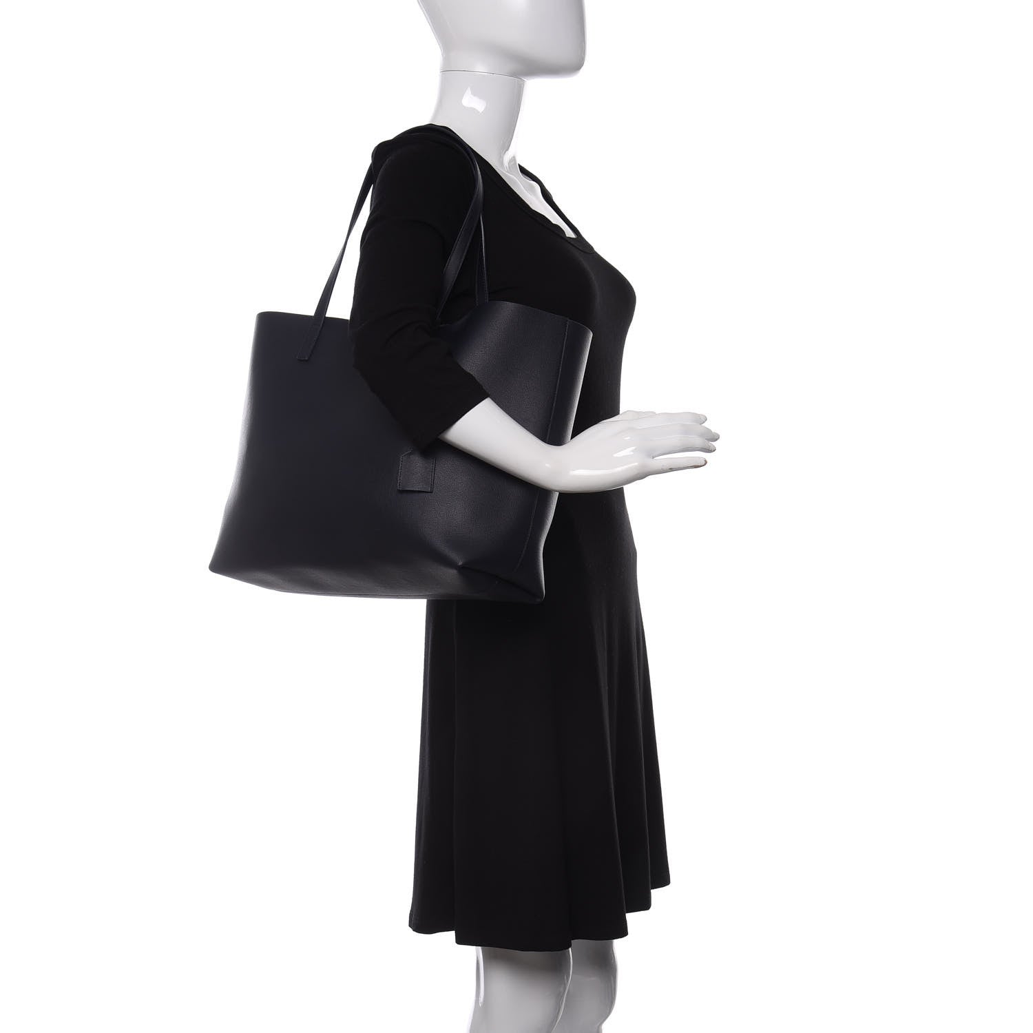 Saint Laurent Calfskin Large Shopping Tote Deep Marine 2 of 8