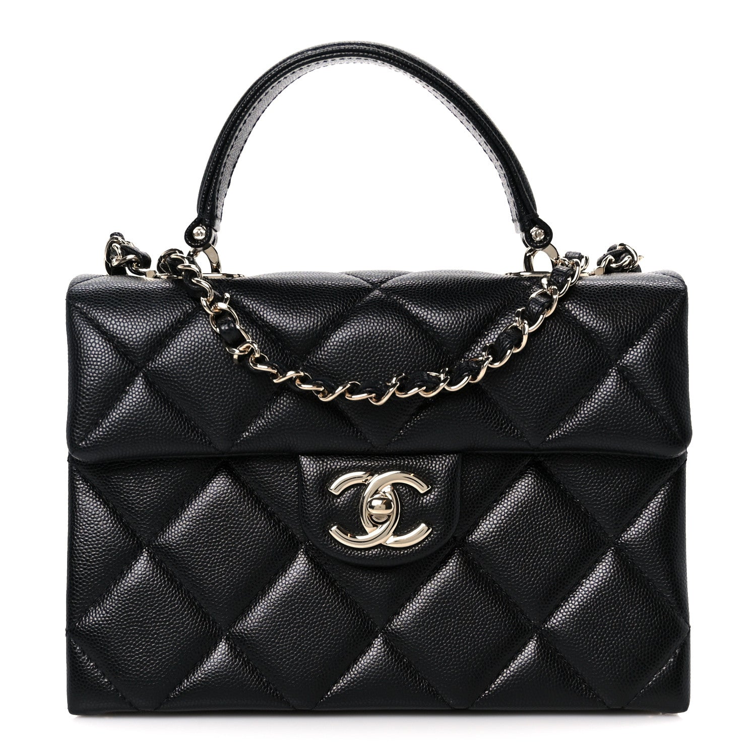 Chanel Caviar Quilted Mini Retro Twist Top Handle Flap Black 1 of 12